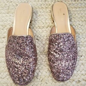 Kate Spade Pink Glitter Mules